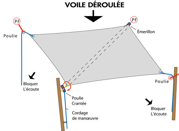Voile d'ombrage enroulable schema