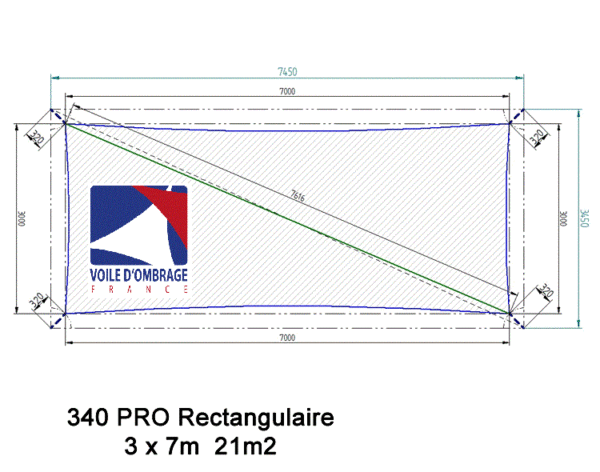 Voile d'ombrage 340gr rectangle