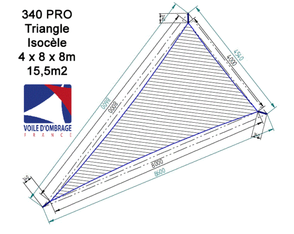 Voile d'ombrage 340gr triangle
