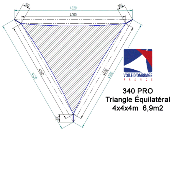 Voile d'ombrage 340gr triangle