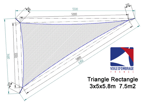 Voile 340gr Triangle rectangle