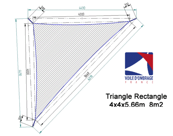 Voile 340gr Triangle rectangle